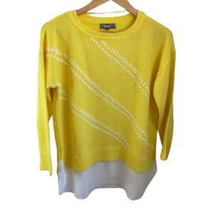 Neiman Marcus Yellow Sweater with White Accents